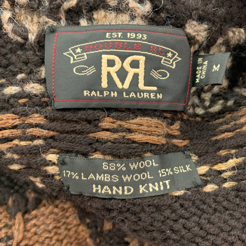 RRL by RALPH LAUREN Size M Brown Knitted Wool / Silk Shawl Collar Jacket