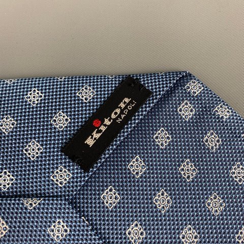 KITON Blue White Rhombus Silk Tie