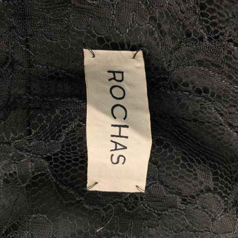 ROCHAS Size 8 Mint Black Cotton Blend Stripe Jacket
