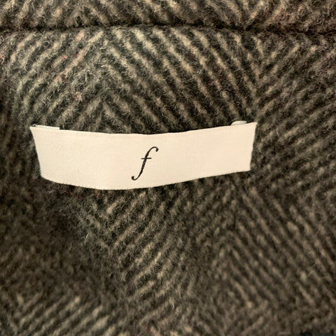 FACONNABLE Size M Black Grey Wool Polyester Stripe Single Breasted Coat