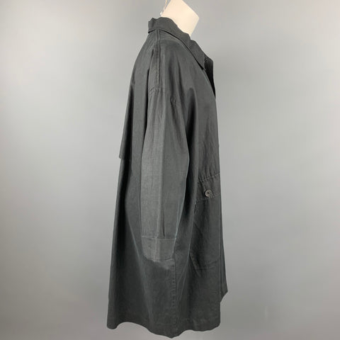 ESKANDAR Size One Size Charcoal Linen Overcoat