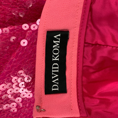 DAVID KOMA Size 4 Fuchsia Polyester Sequined Tapered Dress Pants