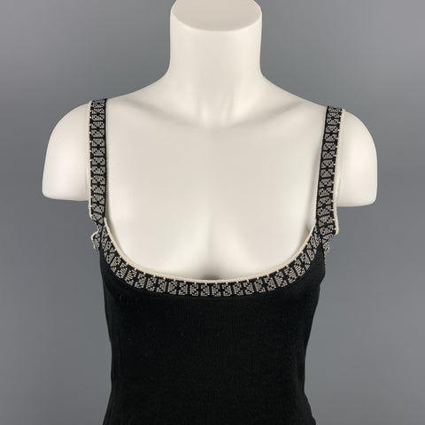 CAROLINA HERRERA Size M Black Knitted Silk Camisole Top
