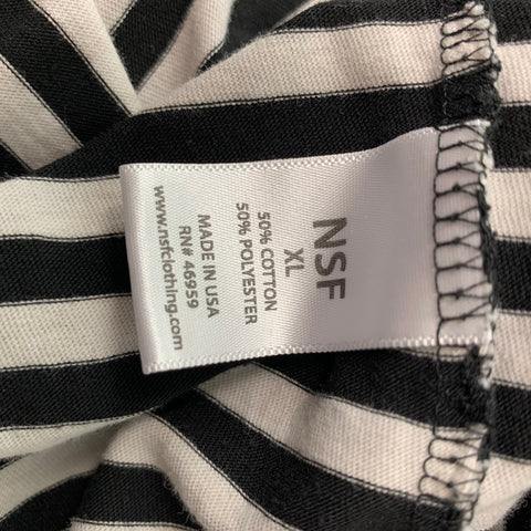NSF Size XL Black White Stripe Cotton Polyester Long Sleeve T-shirt