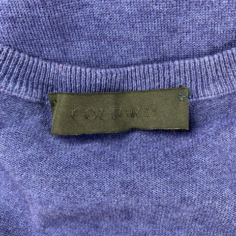 COLTORTI Size M Blue Silk / Cashmere V-Neck Pullover