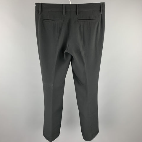 PRADA Size 6 Black Crepe Straight Leg Dress Pants