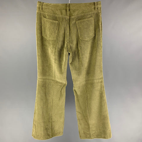 KENZO Size 38 Olive Corduroy Wide Leg Casual Pants