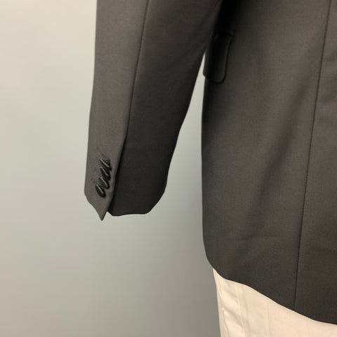 CALVIN KLEIN COLLECTION Size 44 Black Wool Tuxedo Sport Coat