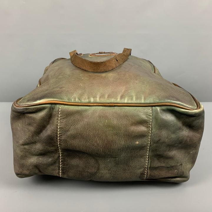Bolso NUMERO 10 de piel desgastada gris verde