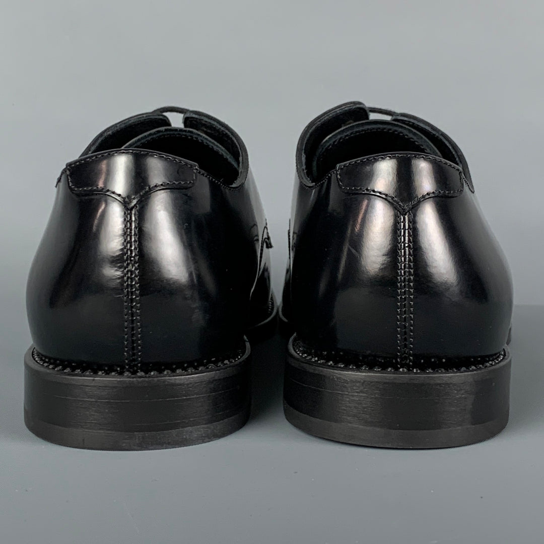 JIMMY CHOO Size 8 Black Leather Cap Toe Lace Up Shoes – Sui 