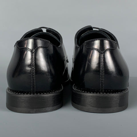JIMMY CHOO Size 8 Black Leather Cap Toe Lace Up Shoes