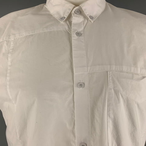ALEXANDER WANG Camisa de manga larga con botones de algodón liso blanco talla S