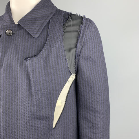COMME des GARCONS Size L Navy & Black Wool Coat