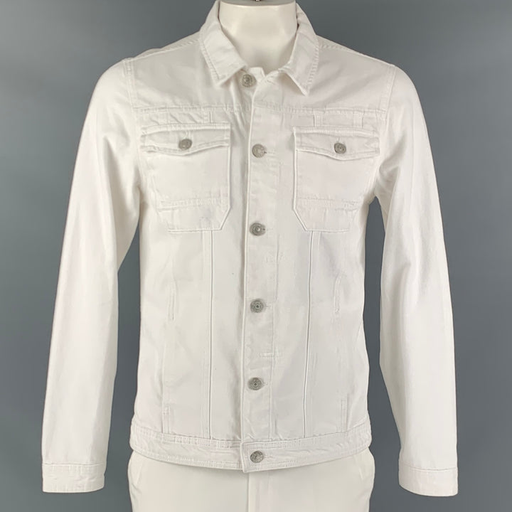 DISTRIKT NORREBRO  Size L White Cotton Denim Jacket