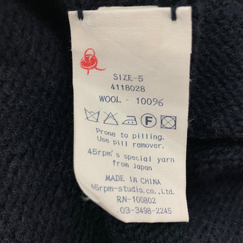 45rpm Size XL Navy Knitted Wool Turtleneck Sweater