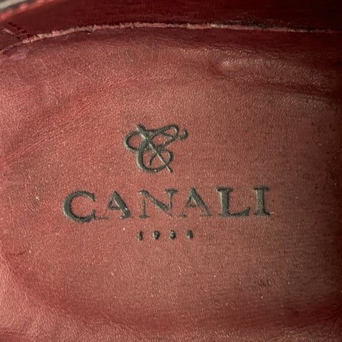 CANALI Size 8 Black Leather Lace Up Shoes