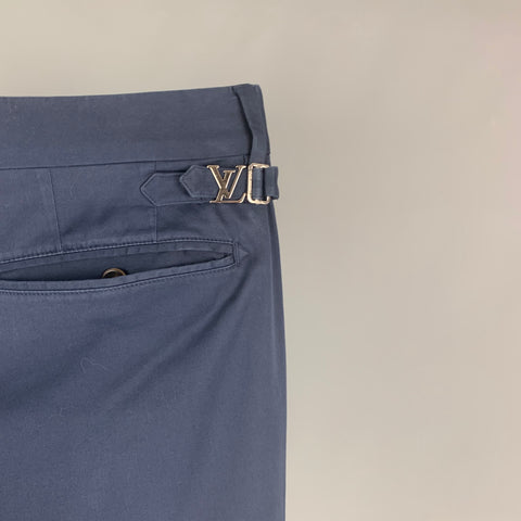LOUIS VUITTON FW 2016 Size 34 Navy Blue Cotton Flat Front Dress Pants