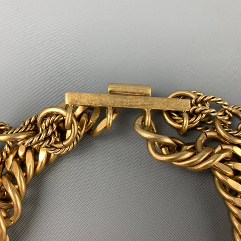 VINTAGE Gold Tone Metal Layered Chain Bracelet