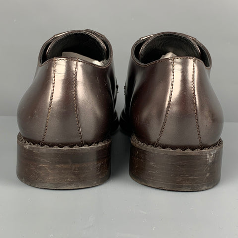 JIMMY CHOO Size 10 Brown Metallic Leather Lace Up Shoes