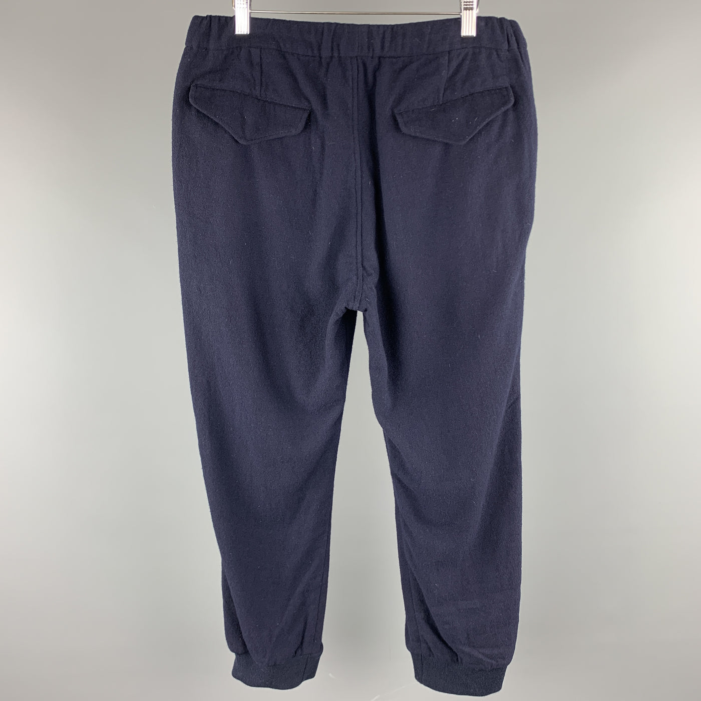 SAGE DE CRET Size L Navy Solid Wool Blend Casual Pants