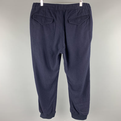 SAGE DE CRET Size L Navy Solid Wool Blend Casual Pants