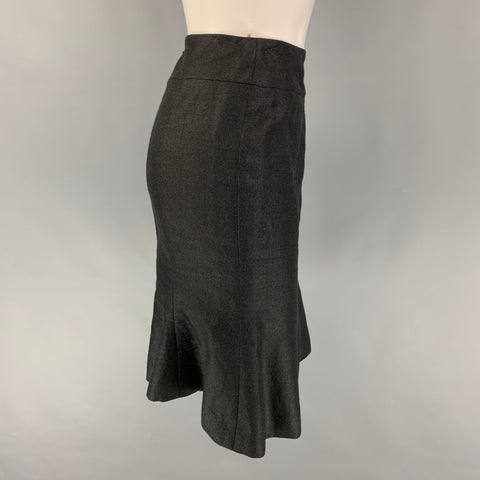 CHANEL AL719 05C Talla 4 Falda trompeta de lino negra