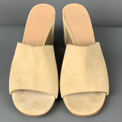 MARYAM NASSIR ZADER Talla 7 Sandalias peep toe de ante beige