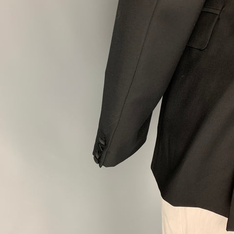 CALVIN KLEIN COLLECTION Size 44 Black Wool Peak Lapel Sport Coat