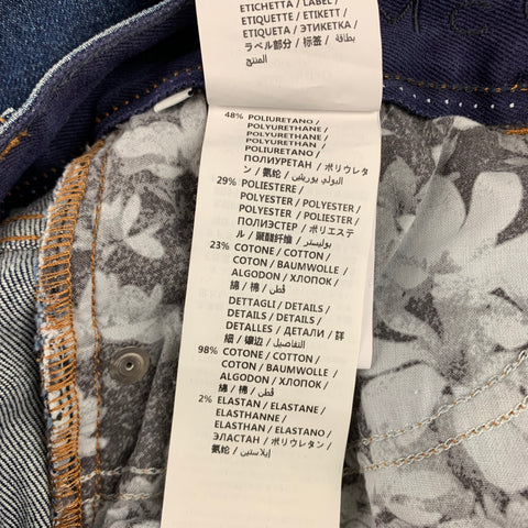 STELLA McCARTNEY Taille 26 Jean en denim taille haute patchwork bleu