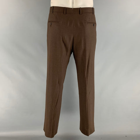 ISAIA Size 42 Regular Brown Solid Wool Notch Lapel Suit