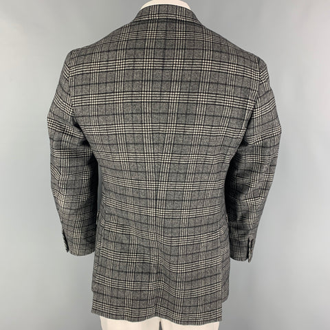ISAIA Talla 42 Abrigo deportivo de lana a cuadros blanco y negro con un solo pecho