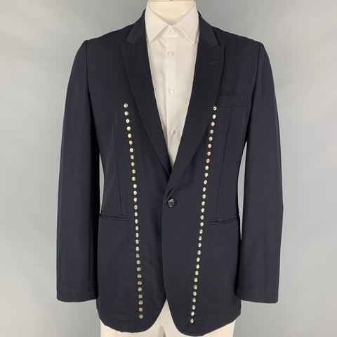 COMME des GARCONS HOMME PLUS EVERGREEN Size L Navy Studded Wool Sport Coat