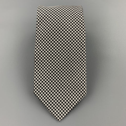 HACKETT LONDON Black & White Houndstooth Silk Tie