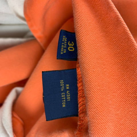 POLO by RALPH LAUREN Size 30 Orange Wash Cotton Zip Fly Shorts