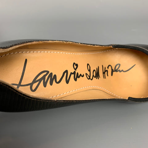 LANVIN for H&M Size 8 Bronze & Black Textured Patent Leather Pumps