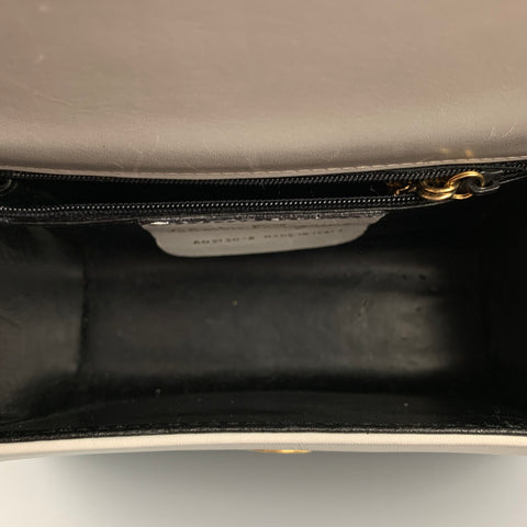 Vintage SALVATORE FERRAGAMO Light Gray Leather Gold Strap Handbag