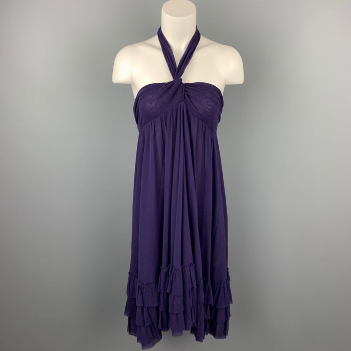 JEAN PAUL GAULTIER Size M Eggplant Purple Tulle Polimide Cocktail Dress