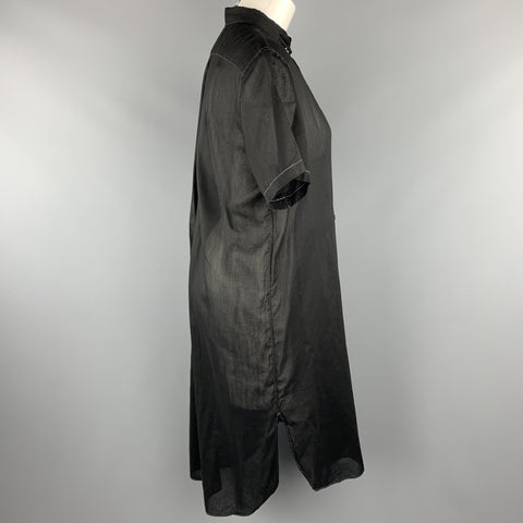 COMME des GARCONS Taille M Robe chemise surdimensionnée en coton transparent noir à points contrastés