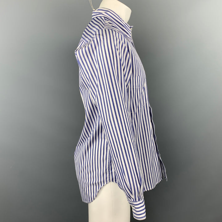 PAUL HARNDEN Size M Blue & White Stripe Cotton Pointed Collar Long Sleeve Shirt