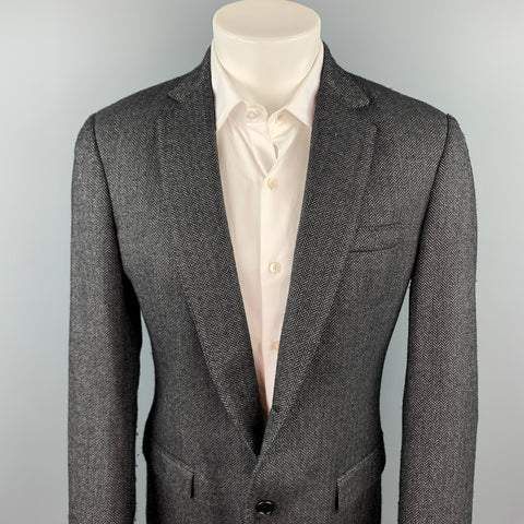 ALLESANDRO DELL' ACQUA Size 38 Charcoal Herringbone Virgin Wool Sport Coat