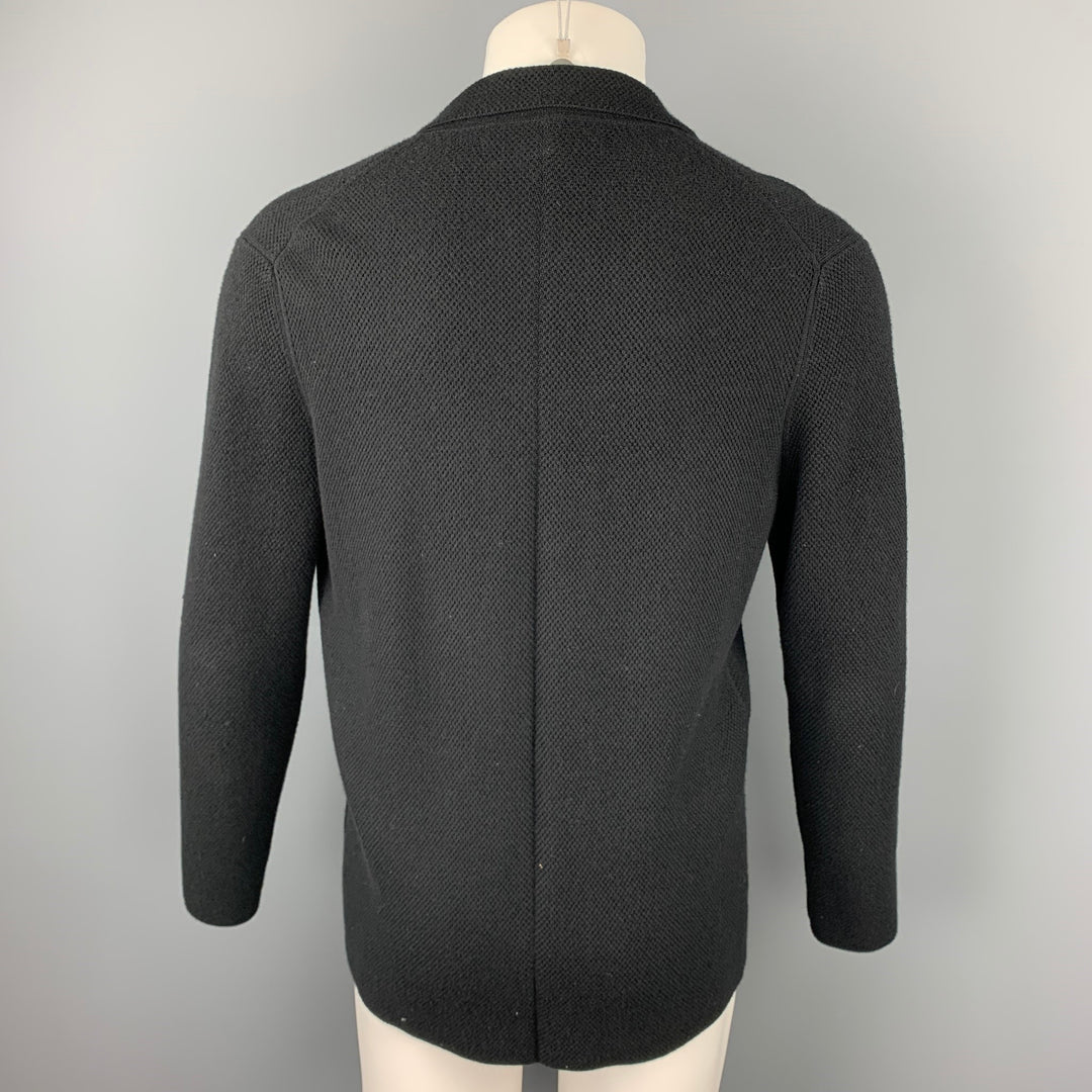 NEIMAN MARCUS Size M Black Knitted Cashmere Blend Notch Lapel Cardigan