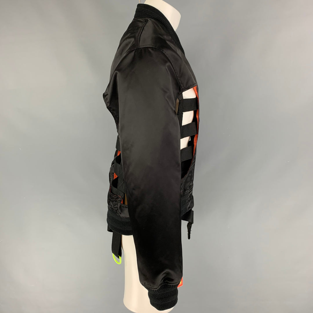 WALTER VAN BEIRENDONCK SS 19 Wild is The Wind Collection Size S Black Polyester Skeleton Bomber Jacket