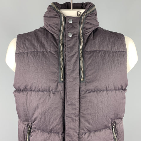 JOHN VARVATOS Talla 44 Berenjena Chaleco acolchado de poliamida con cremallera y broches