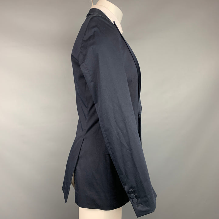 BURBERRY Tuxedo Talla 36 Abrigo deportivo con solapa de pico de algodón azul marino