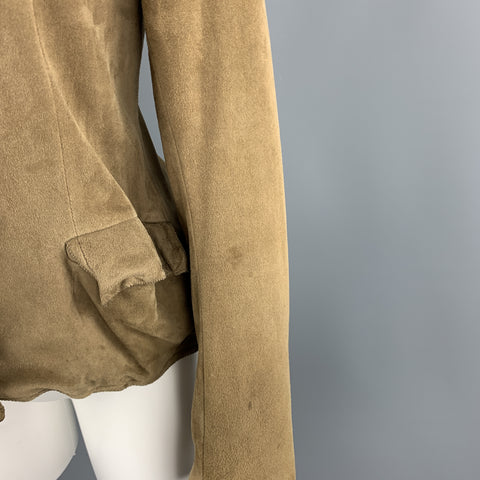NIGEL PRESTON Taille S Veste à revers pointu en daim marron taupe