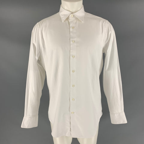 SUITSUPPLY Size M White Solid Cotton Button Up Long Sleeve Shirt