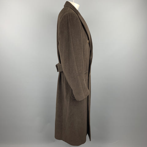 ERMENEGILDO ZEGNA Size 44 Brown Rayon Peak Lapel Peacoat