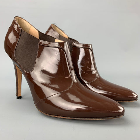 MANOLO BLAHNIK Talla 8.5 Botines de charol marrón