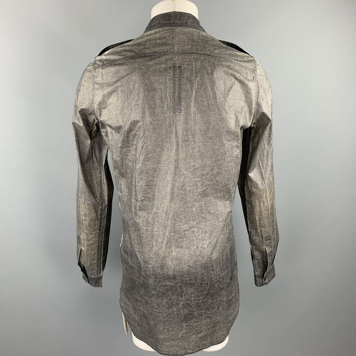 RICK OWENS CYCLOPS S/S 2016 Size M Charcoal Distressed Cotton Long Sleeve Shirt