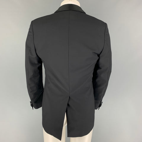 LANVIN Taille 38 Manteau de sport à col châle en laine noire Mohair